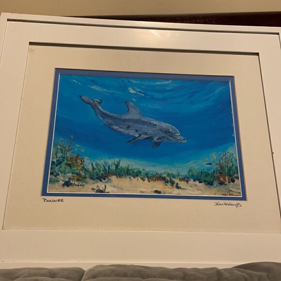 Watercolor Dolphin Print Framed and Matted (#22 of 300 Made) - Picture 16 of 16
